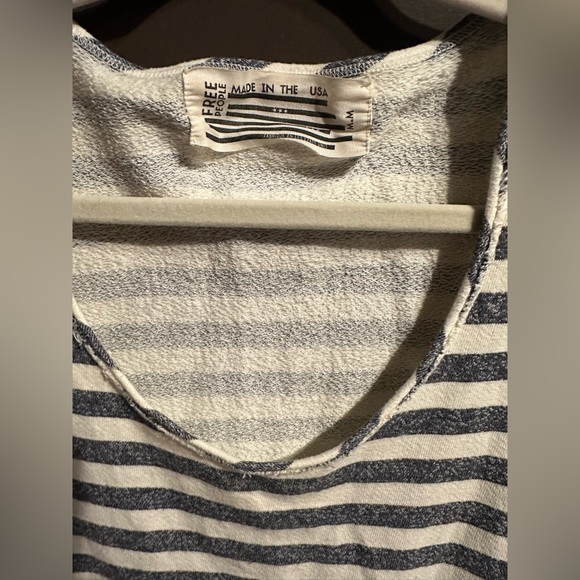 Free People Gray Cream Striped Terry Cloth Tunic Dress Beach Size Medium - Picture 3 of 5